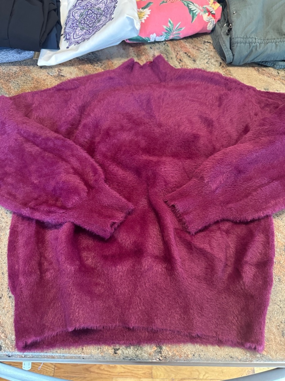 Cyrus Plush Mock Neck Sweater in Berry Plum